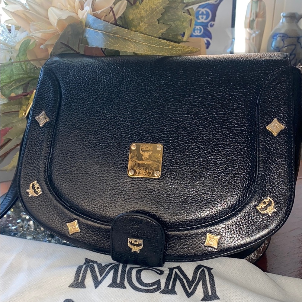 MCM Black Leather Crossbody Bag Made in Germany an dust bag included